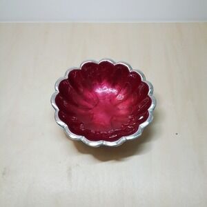 Julia Knight Peony Petite Bowl Pomegranate Red Aluminum Hand Crafted‎ India